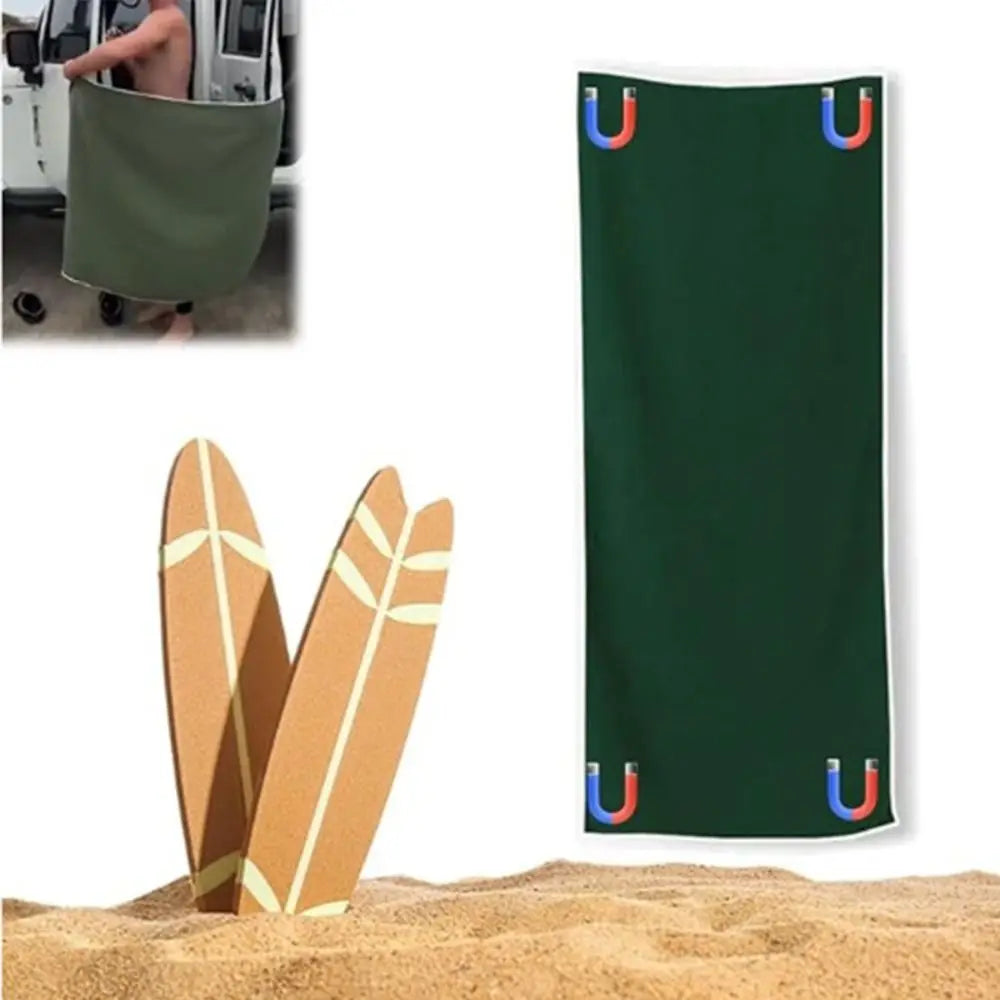New Multifunctional Outdoor Magnetic Bath Towel Portable Coral Fleece Magnet Towels Quick-Drying Beach Towel Fiber Bath Towels