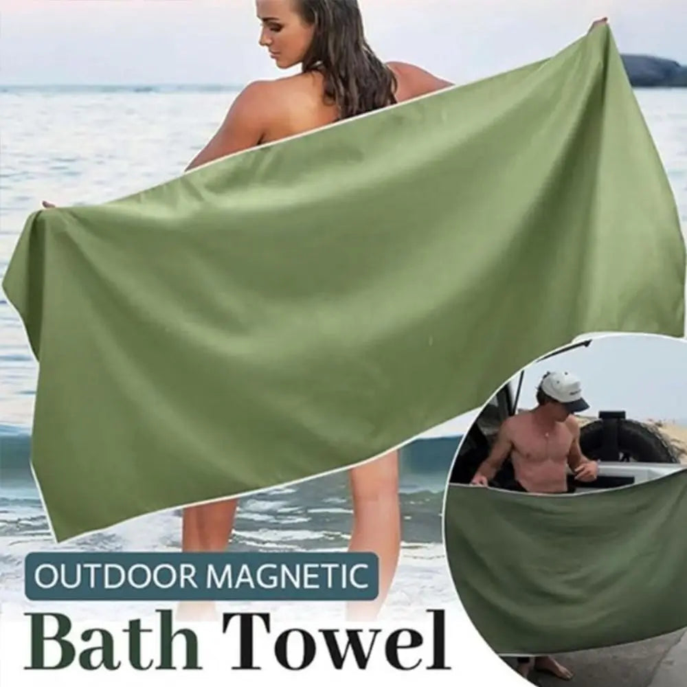 New Multifunctional Outdoor Magnetic Bath Towel Portable Coral Fleece Magnet Towels Quick-Drying Beach Towel Fiber Bath Towels