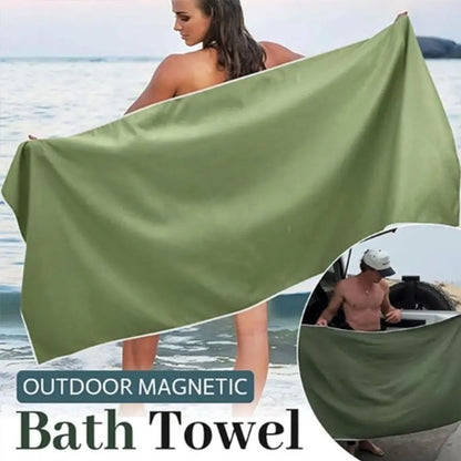 New Multifunctional Outdoor Magnetic Bath Towel Portable Coral Fleece Magnet Towels Quick-Drying Beach Towel Fiber Bath Towels